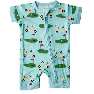 Tiny Knot Golf Baby Romper Tee Time Shortall